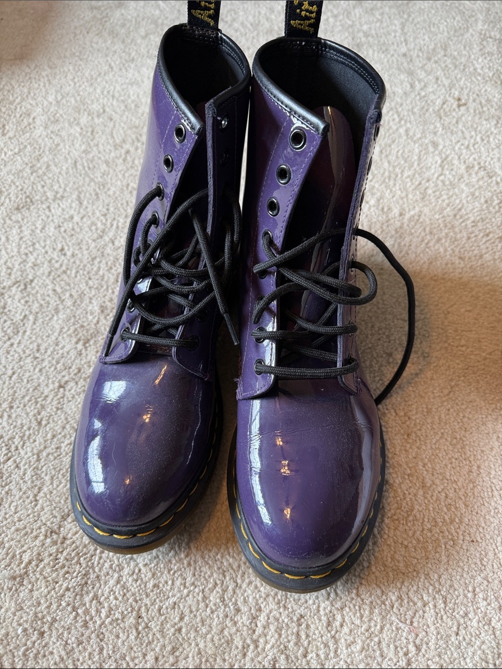 Dr. Martens Purple Patent Lace-Up Combat Boots